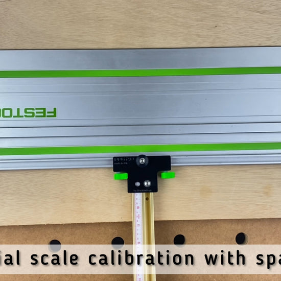 Precision Dogs. Precision Parallel Guides V2.0. Initial scale calibration with spacer.